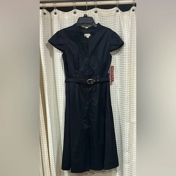 ✔️NEW Merona Black A-Line Dress with Mandarin Collar and Flutter Sleeves - Picture 4 of 8